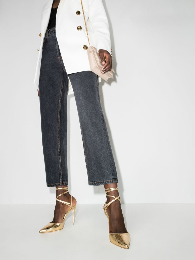 Gold Tone Vittorio 105 Embossed Leather Pumps