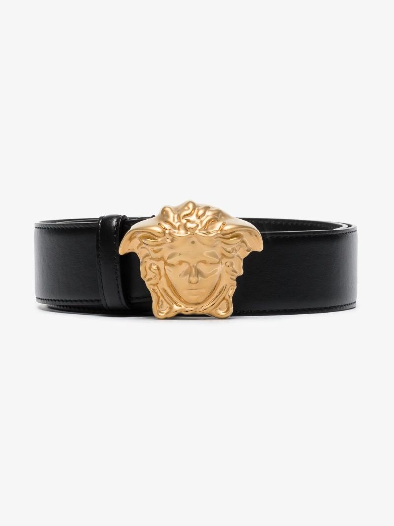 Black Medusa Buckle Leather Belt