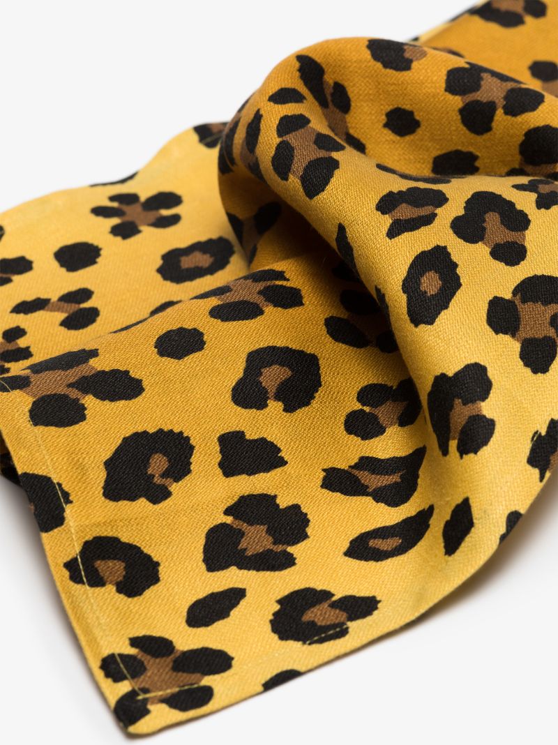 Yellow Leopard Print Linen Table Runner