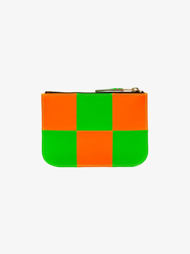 Fluorescent Green Square Leather Pouch