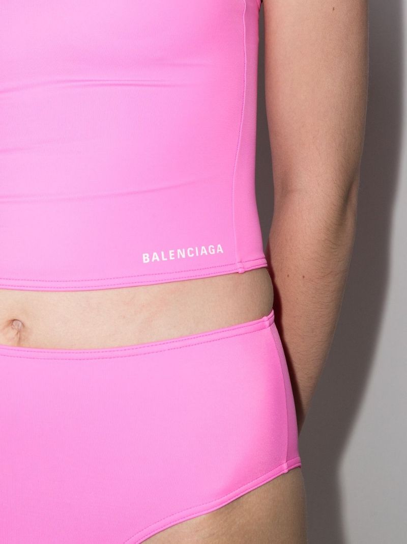 Pink Logo Print Tank Bikini