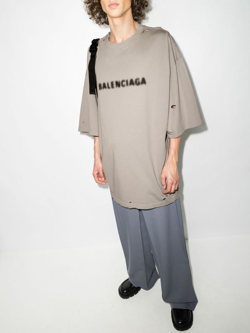 Blurred Logo Distressed T-shirt
