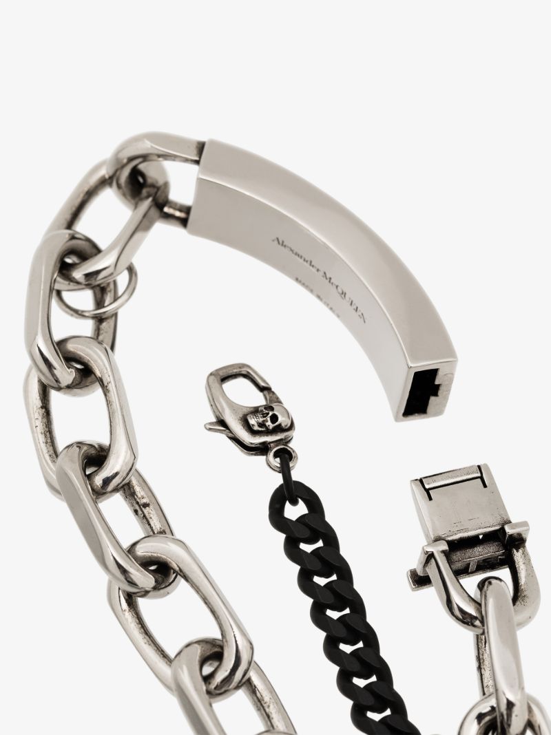 Silver Tone Graffiti Chain Bracelet