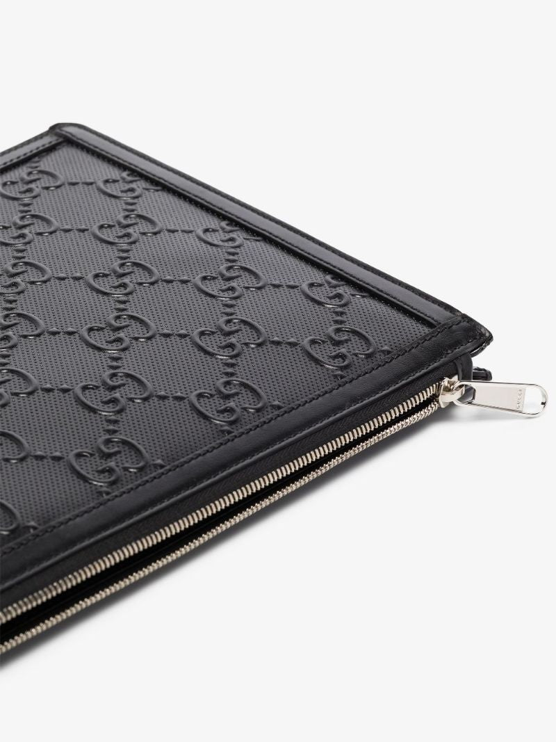 Black Gg Leather Pouch Bag