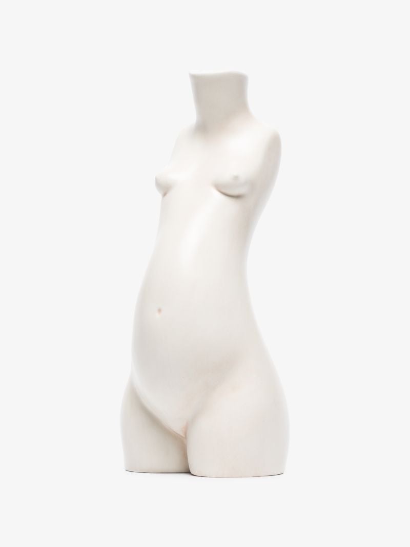 White Tit for Tat Short Earthenware Candlestick