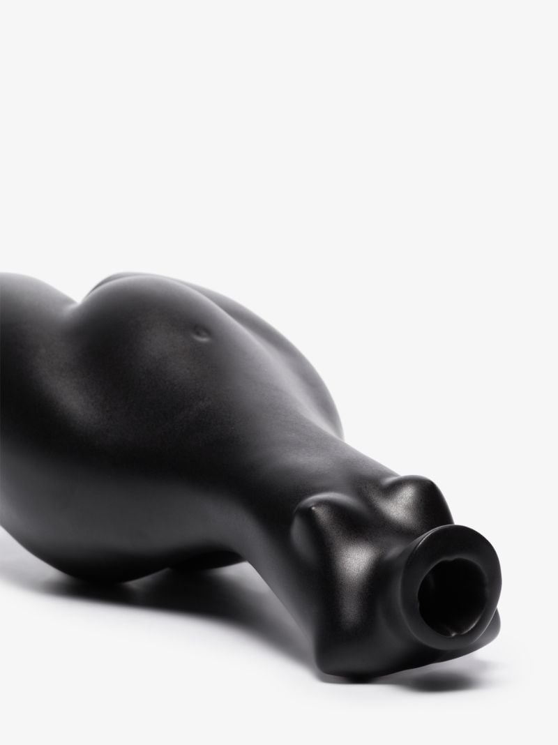 Black Tit for Tat Tall Earthenware Candlestick