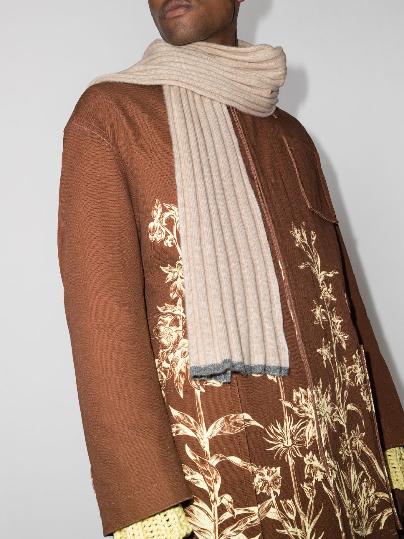 Neutral Ribbed Cashmere Scarf