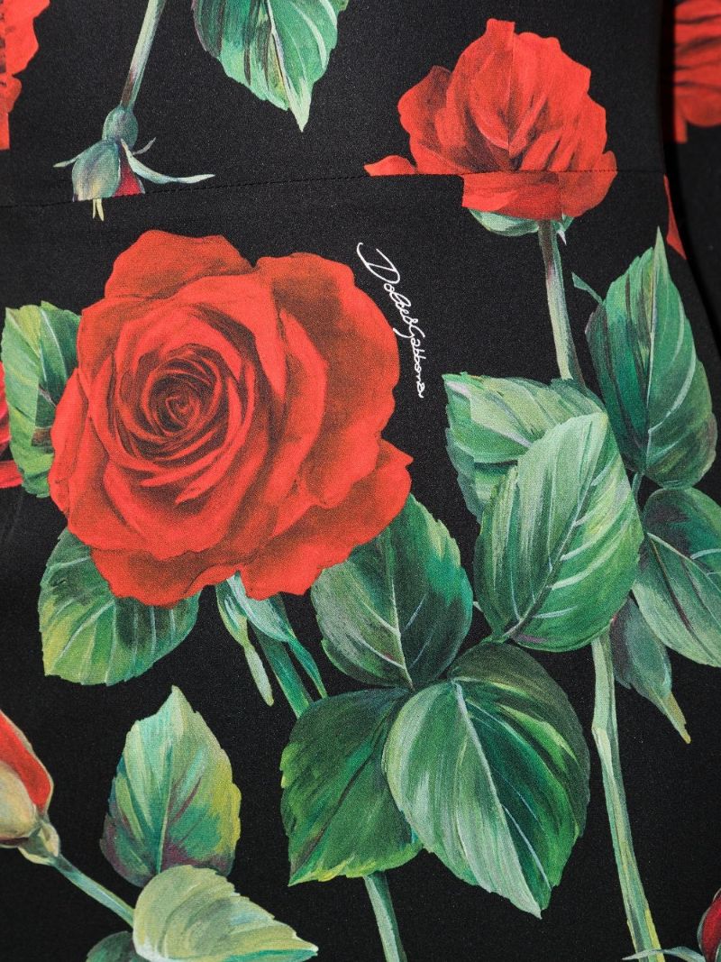 Rose Print Square Neck Dress