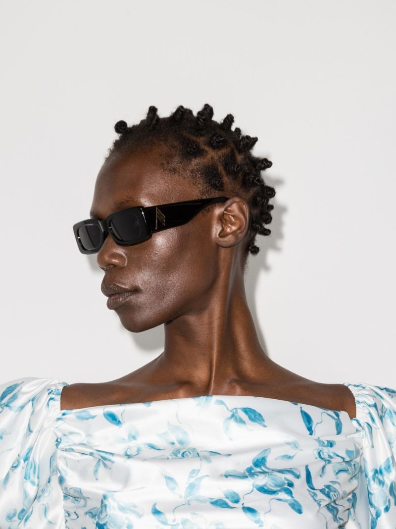 X the Attico Black Mini Marfa Rectangular Sunglasses