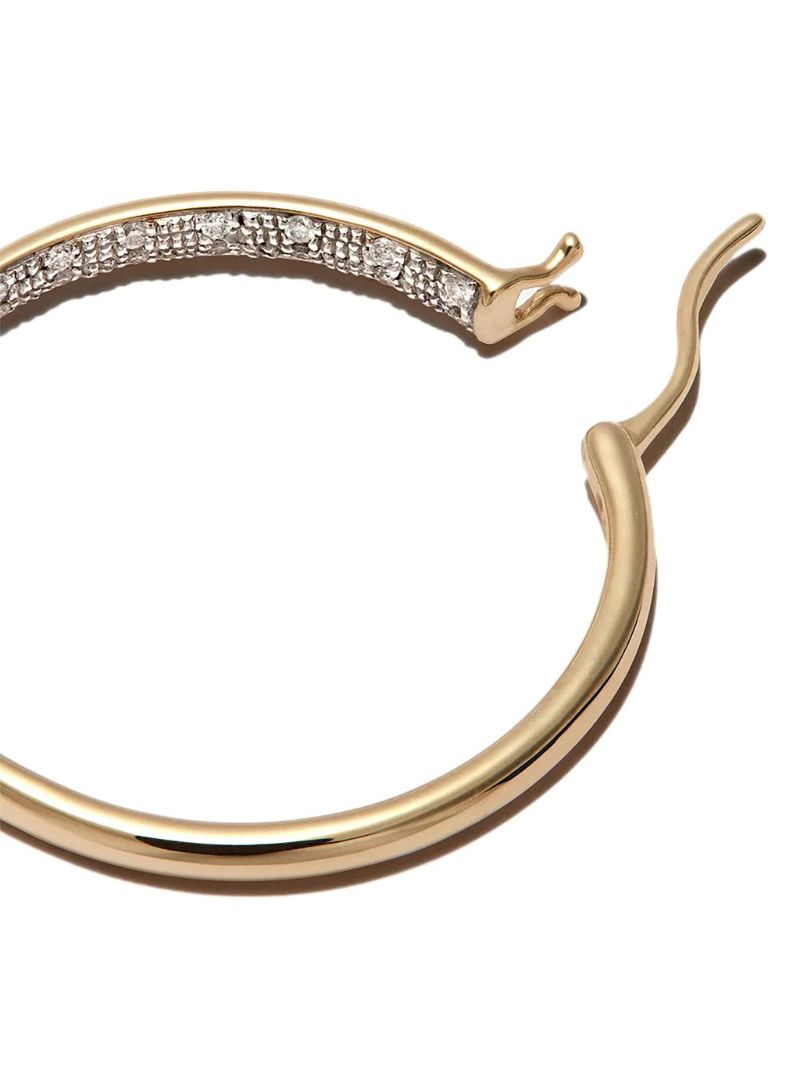 9k Yellow Gold Diamond Hoop Earrings