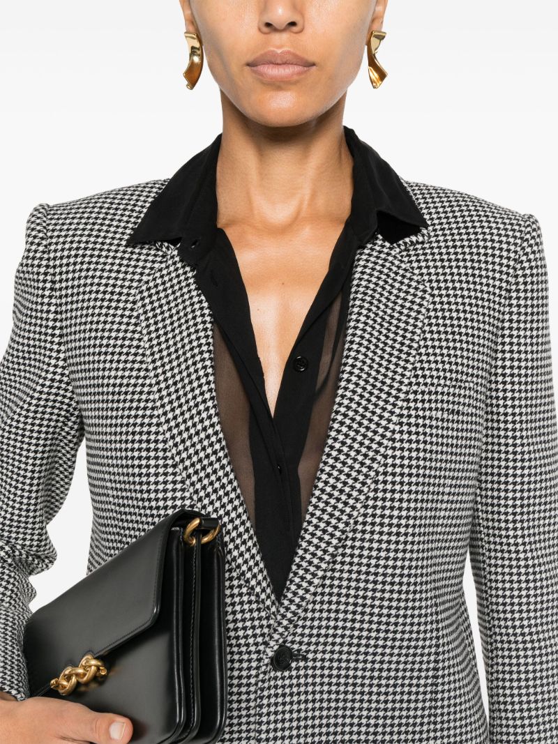 Black Houndstooth Single-breasted Blazer