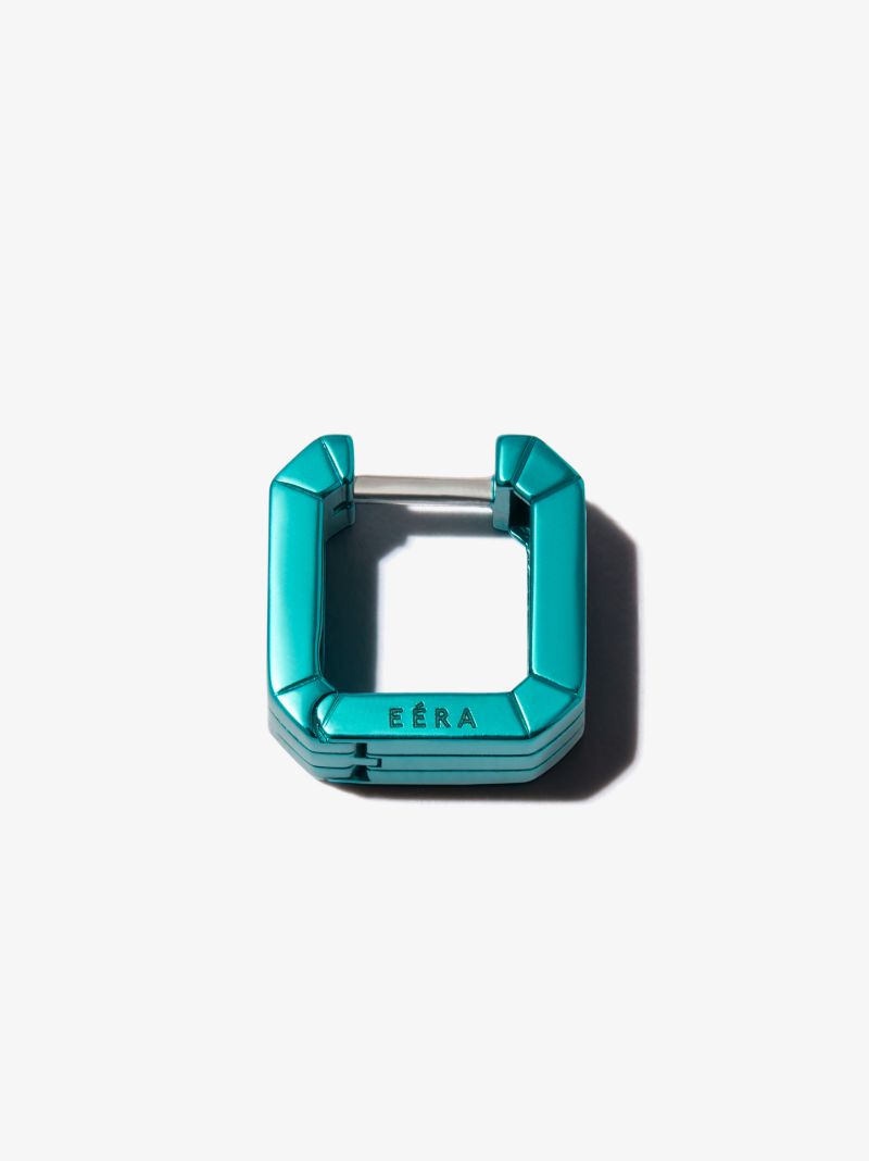 18k White Gold Square Mini Hoop Earring