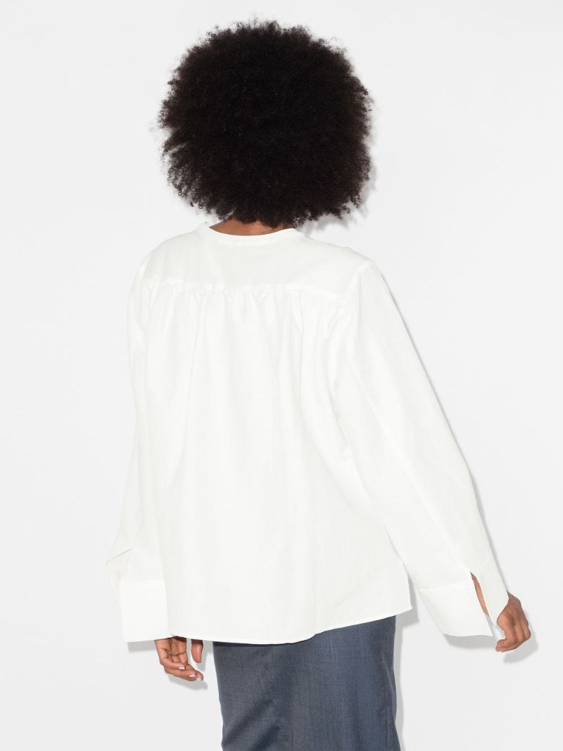 Band-collar Long-sleeved Blouse