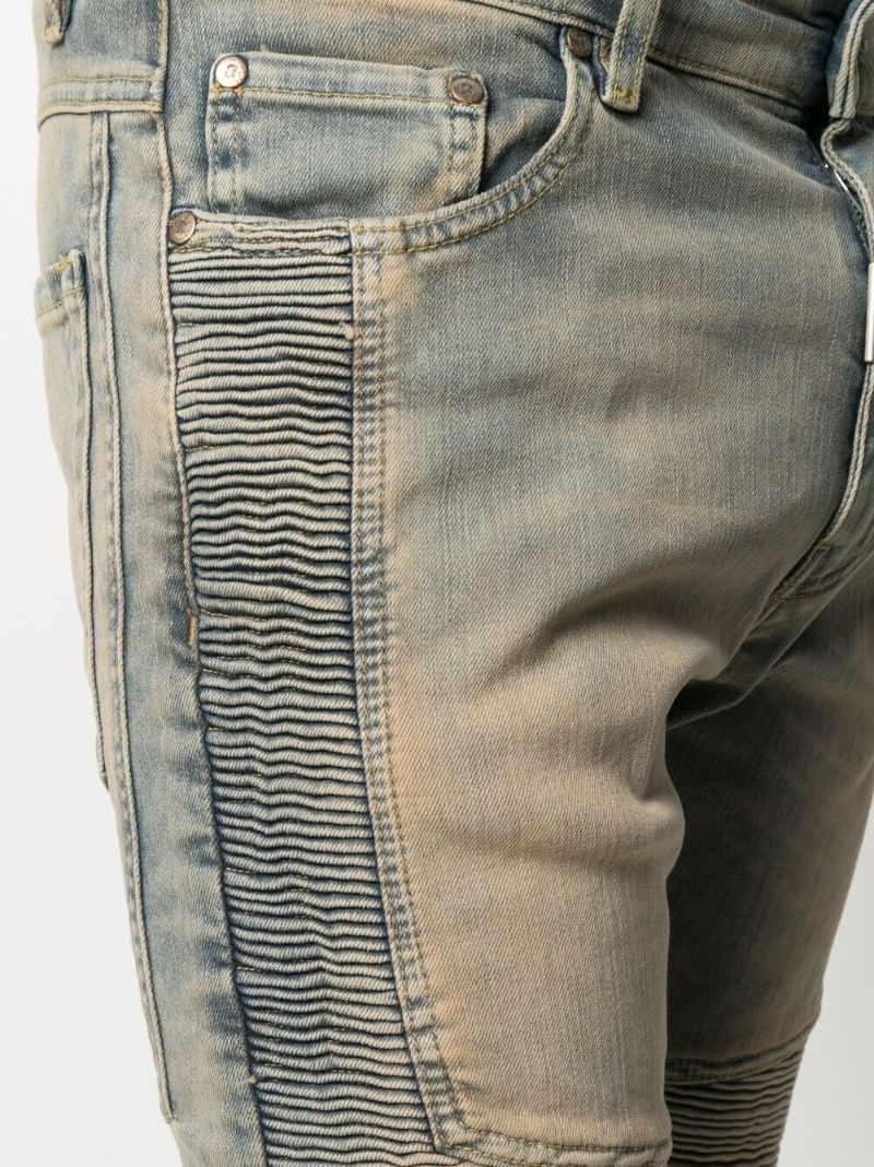 Blue Ribbed Slim-fit Jeans
