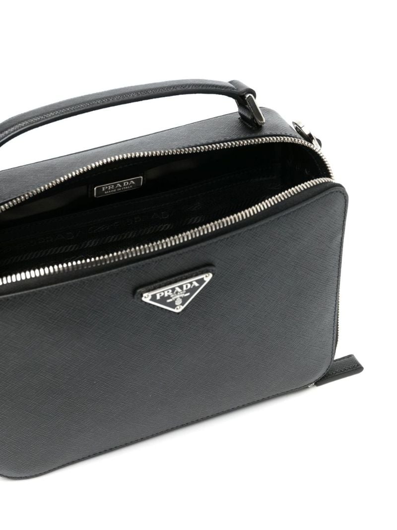 Black Brique Leather Messenger Bag