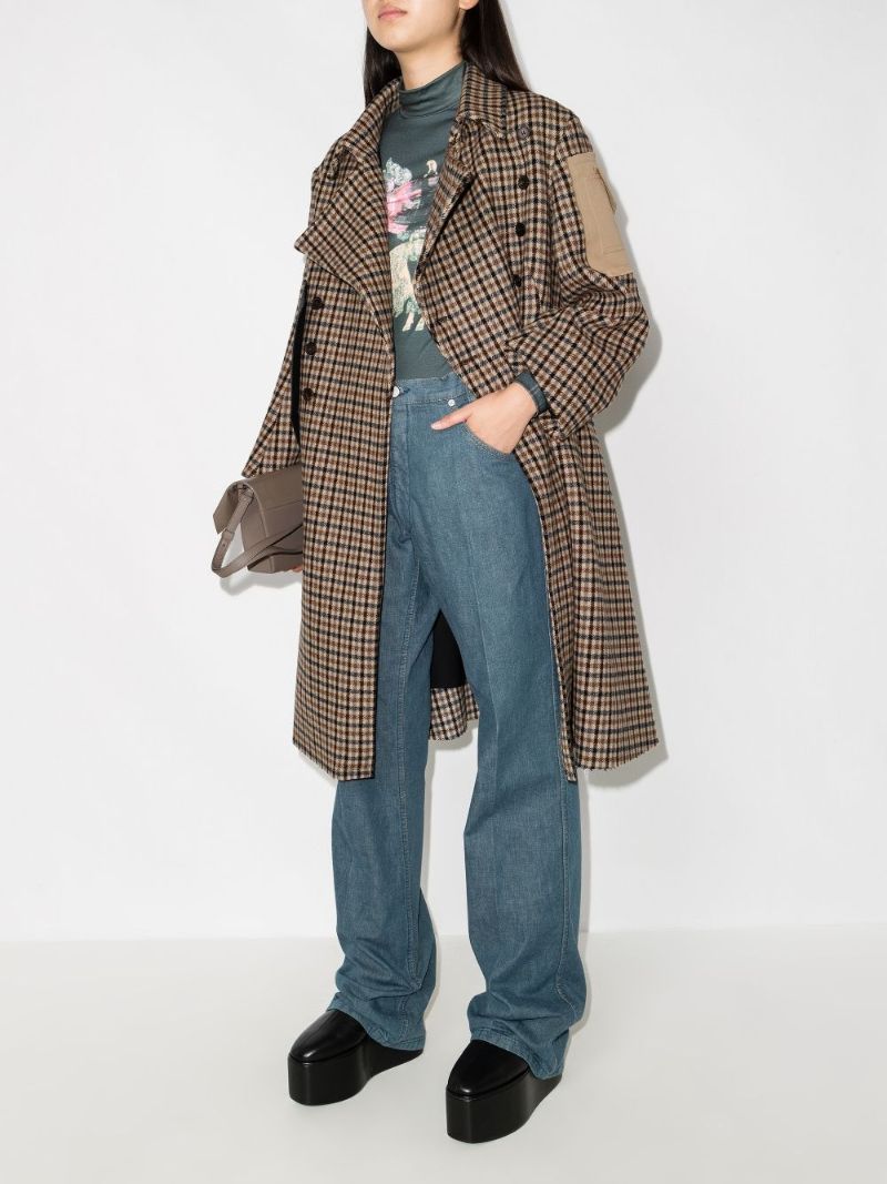 Double-breasted Checked Coat