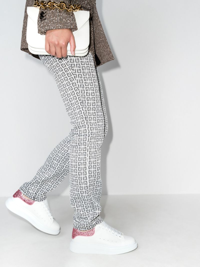 White and Pink Glitter Oversized Sneakers