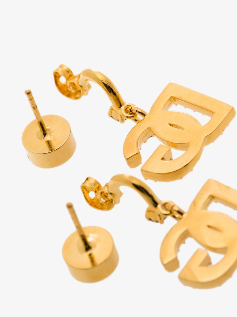Gold Tone Dg Crystal Drop Earrings