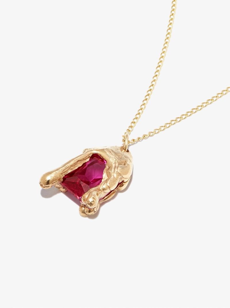 X Bleue Burnham 9k Yellow Gold Melting Wax Sapphire Necklace