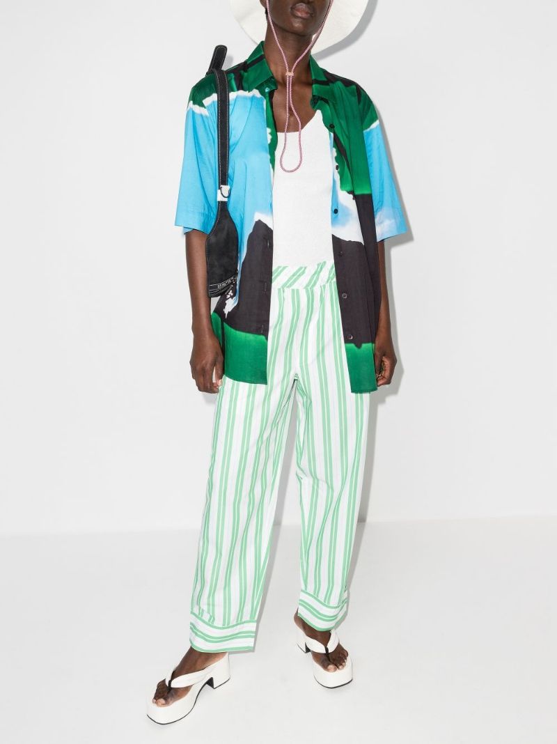 White Striped Cotton Trousers