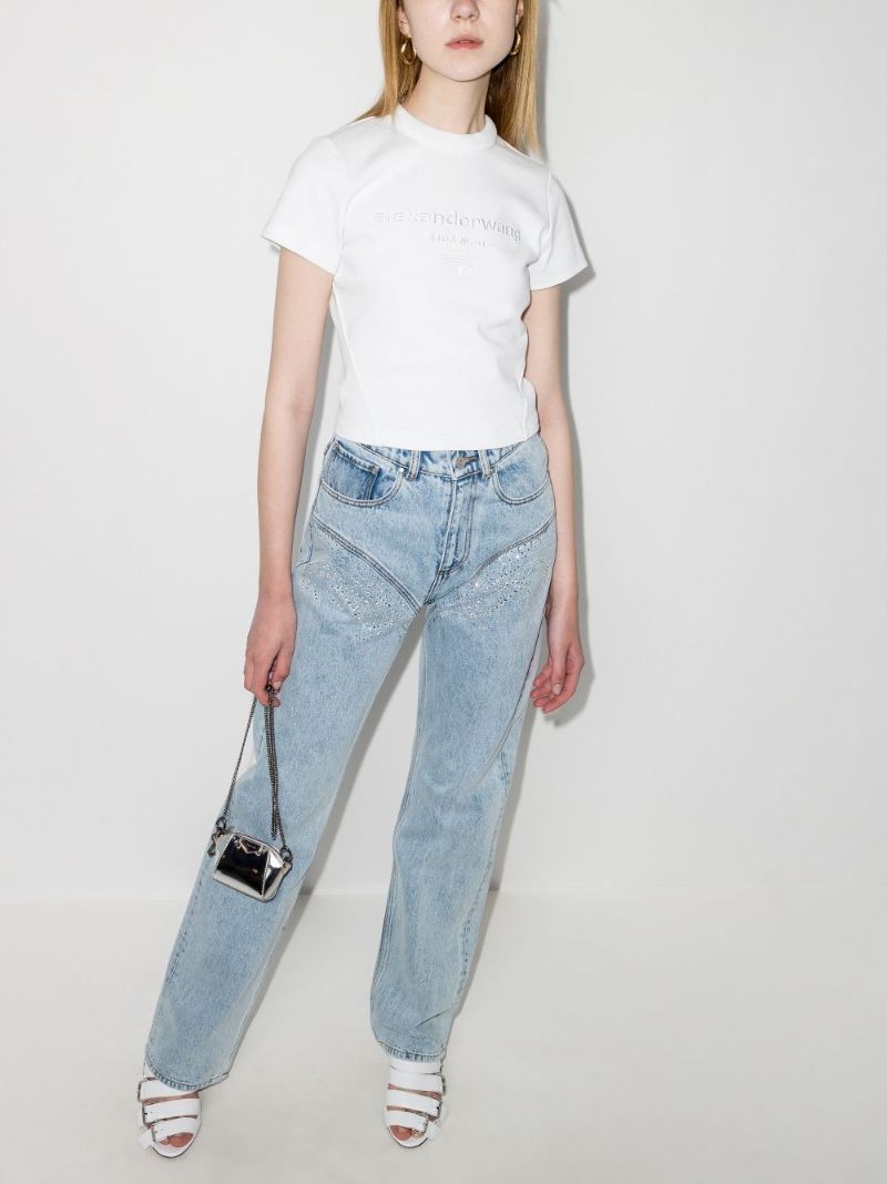 Logo-embroidered Cropped T-shirt