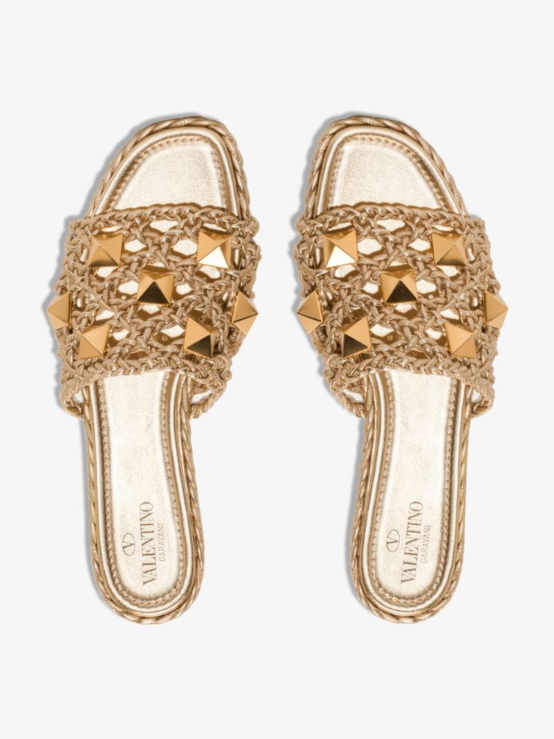 Gold Tone Roman Stud Leather Sandals