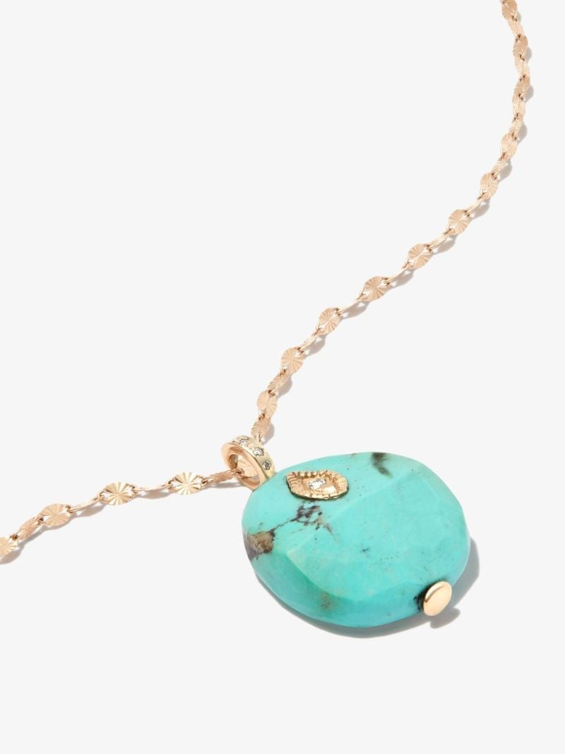 9k Yellow Gold Arles Turquoise Diamond Necklace