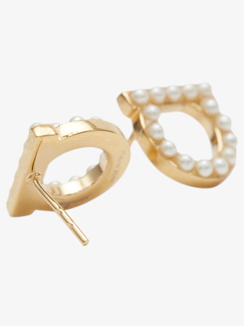 Gold-plated Gancini Pearl Stud Earrings