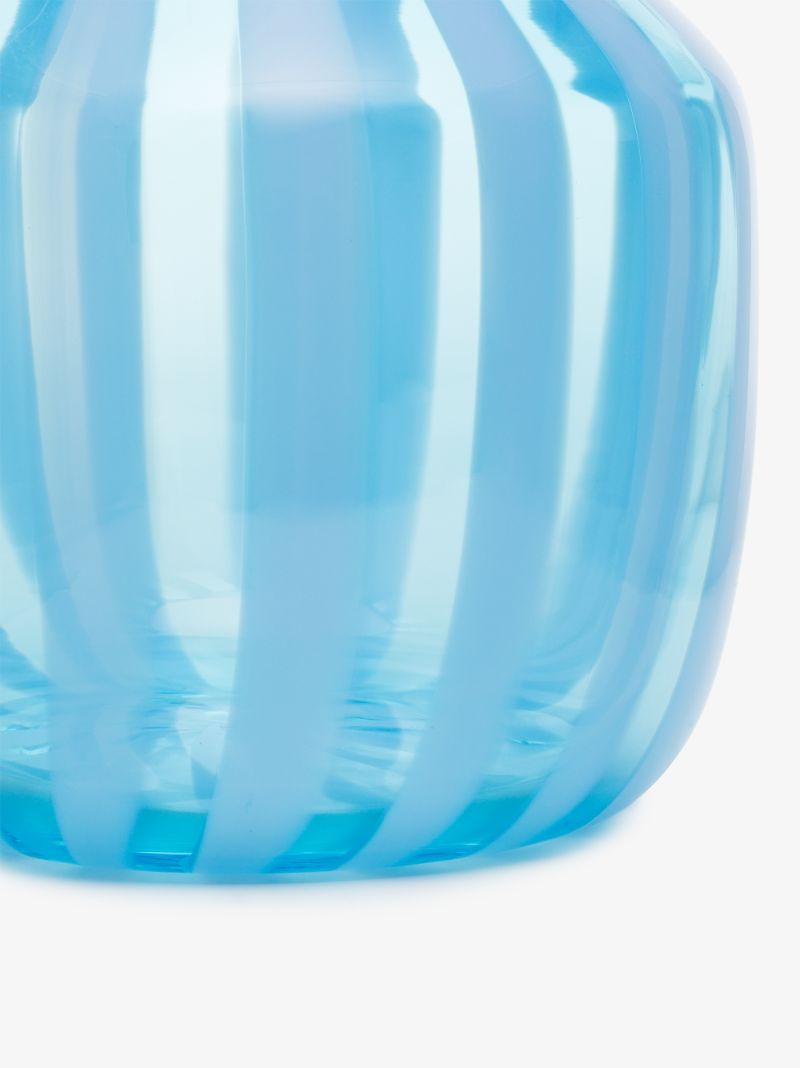 Blue Juice Wide Striped Glass Vase