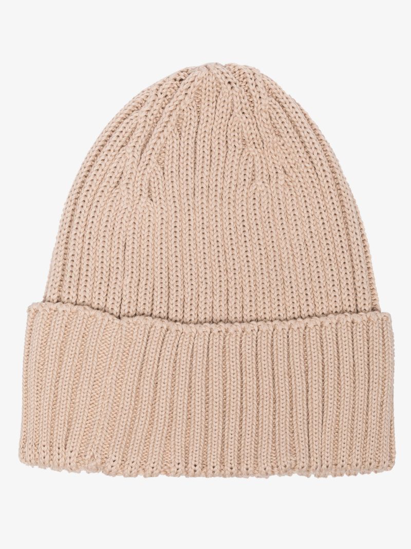 Neutral Ribbed Cotton Beanie Hat
