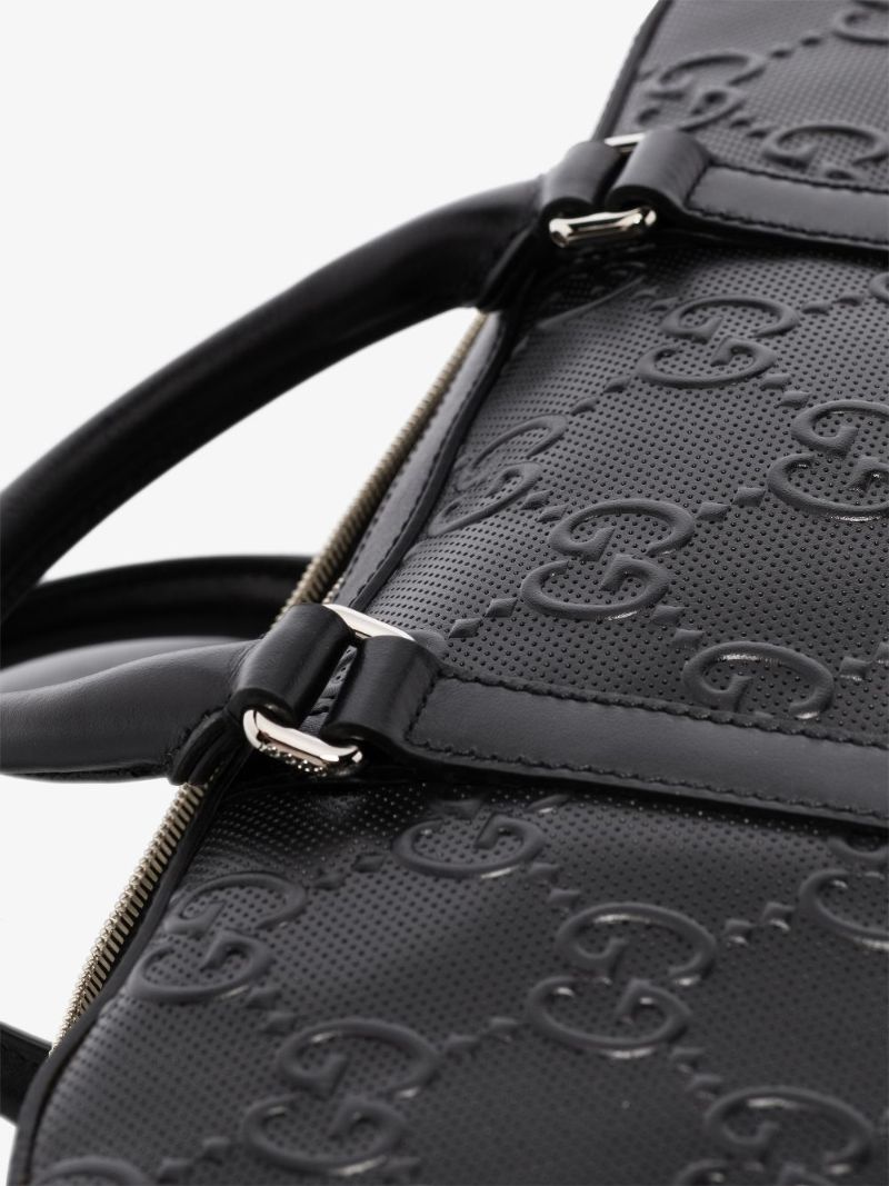 Black Gg Embossed Leather Briefcase