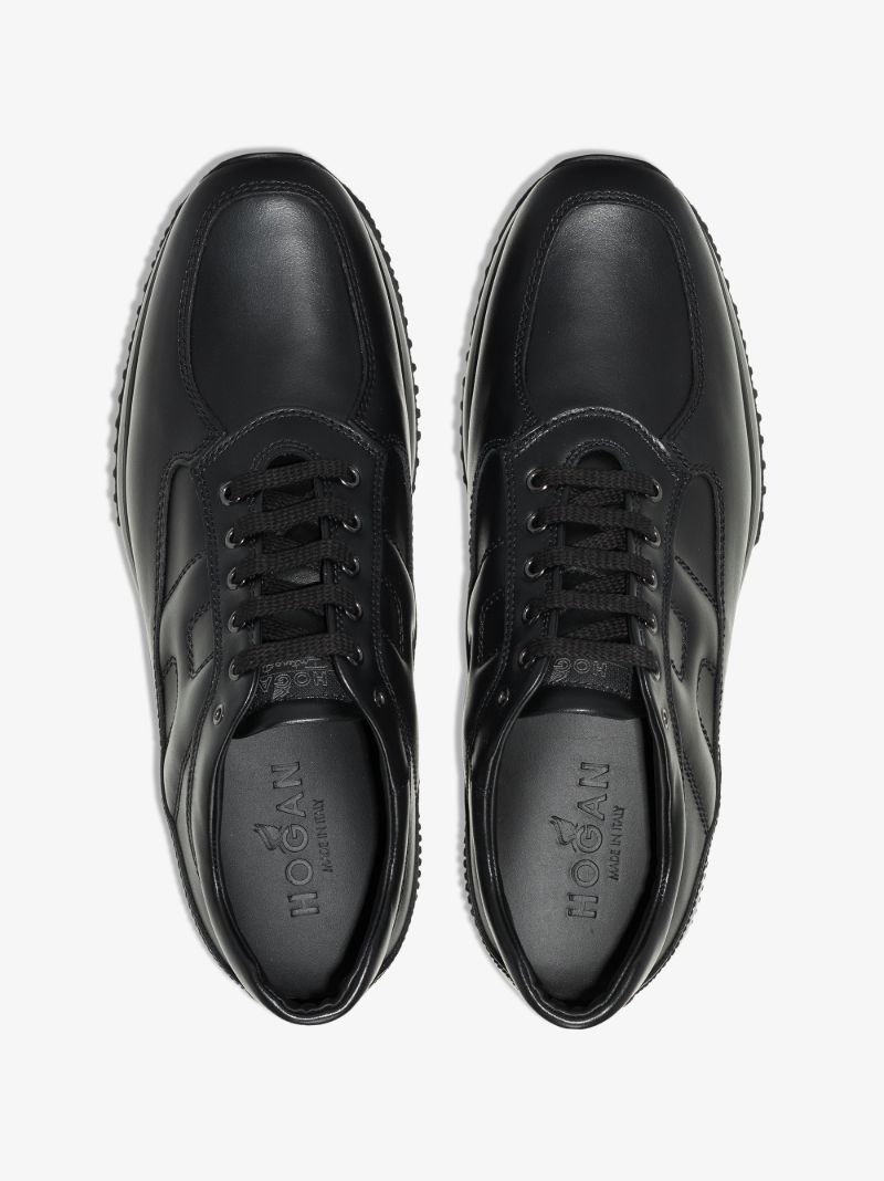 Black Interactive Leather Sneakers