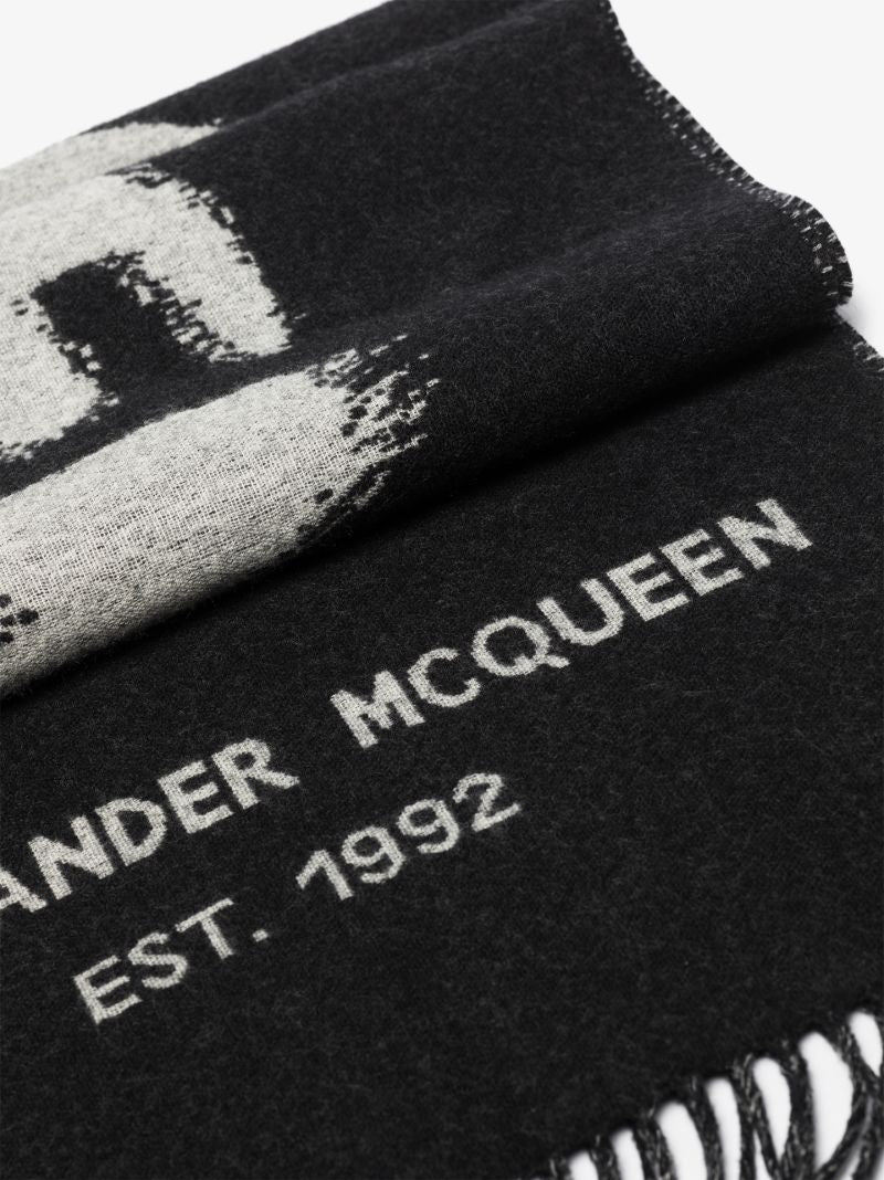 Black Graffiti Logo Wool Scarf