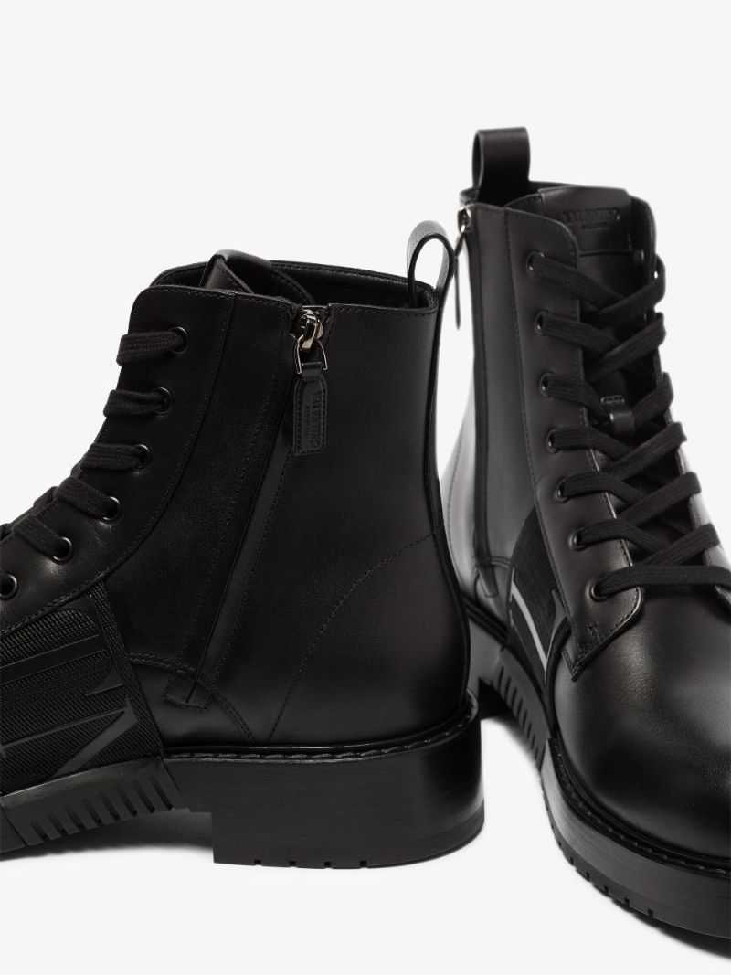 Black Vl7n City Leather Combat Boots