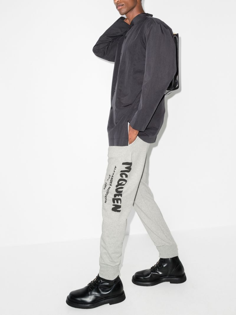 Grey Graffiti Cotton Track Pants