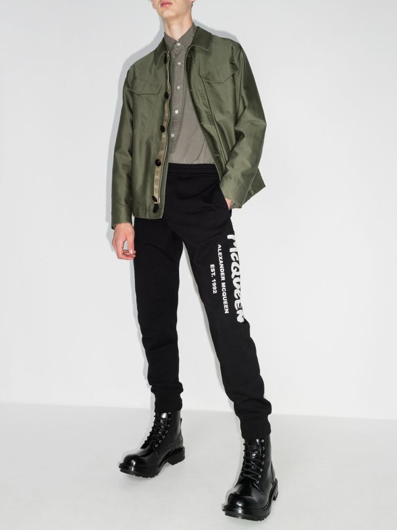 Black Graffiti Cotton Track Pants