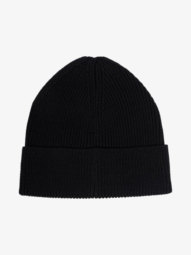 Black Ribbed Wool Beanie Hat