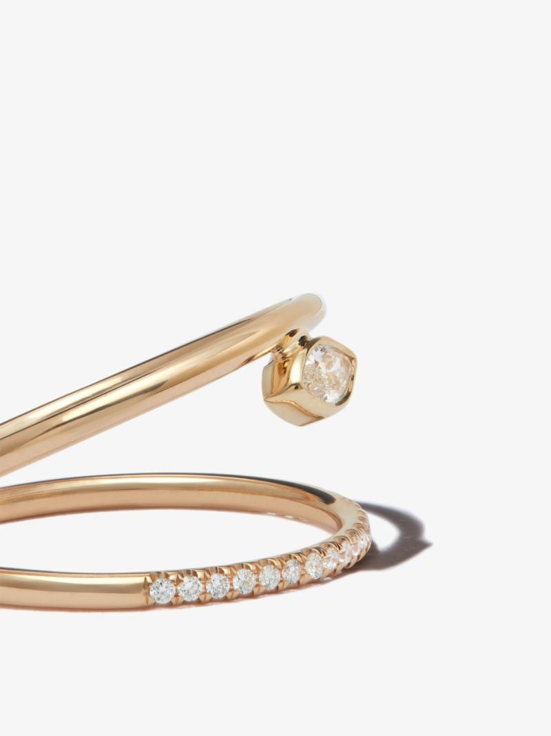 14k Yellow Gold Double Band Diamond Ring