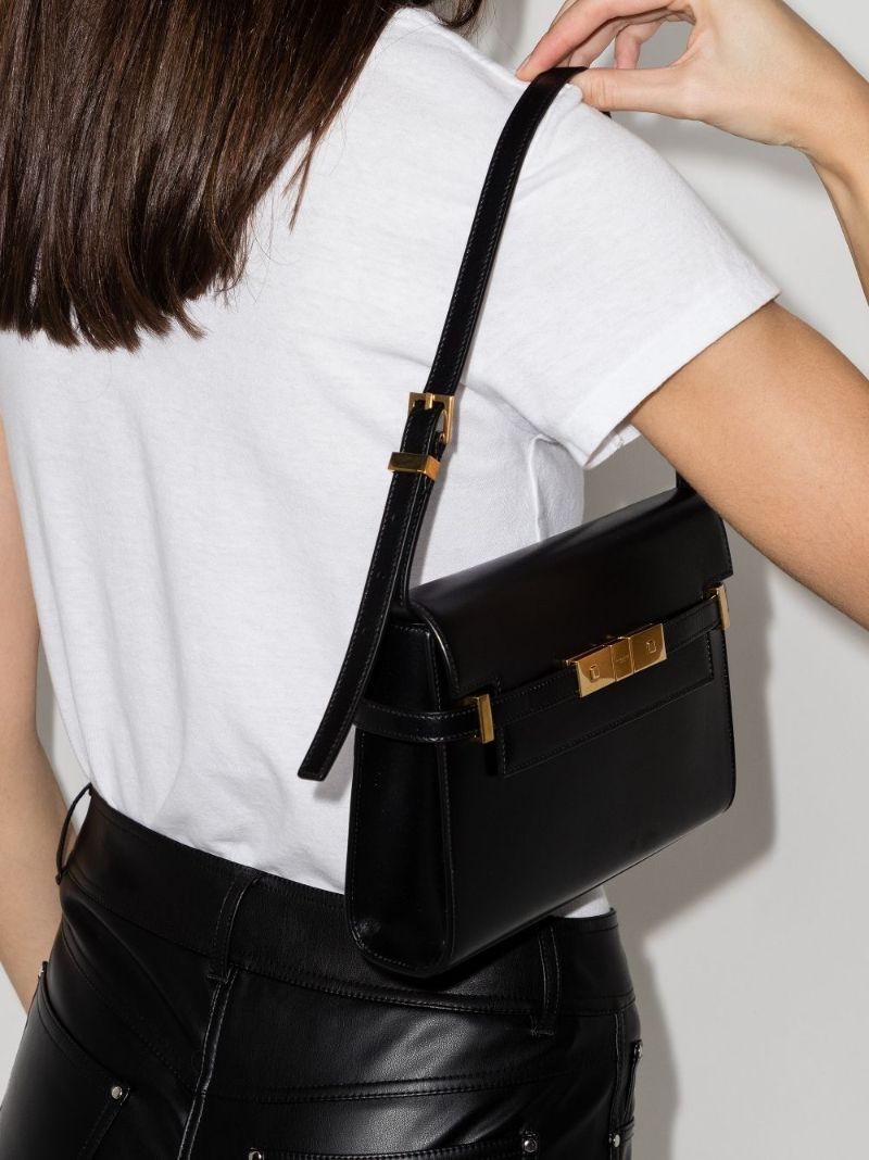 Black Manhattan Small Leather Shoulder Bag