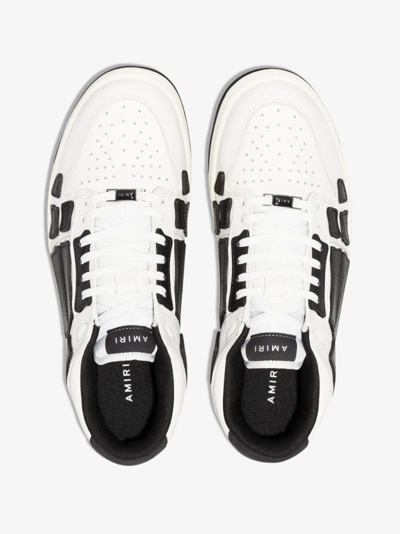 White and Black Skel-top Low Leather Sneakers