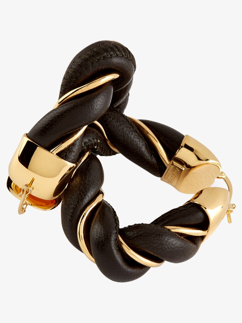 Brown Gold-plated Twist Hoop Earrings