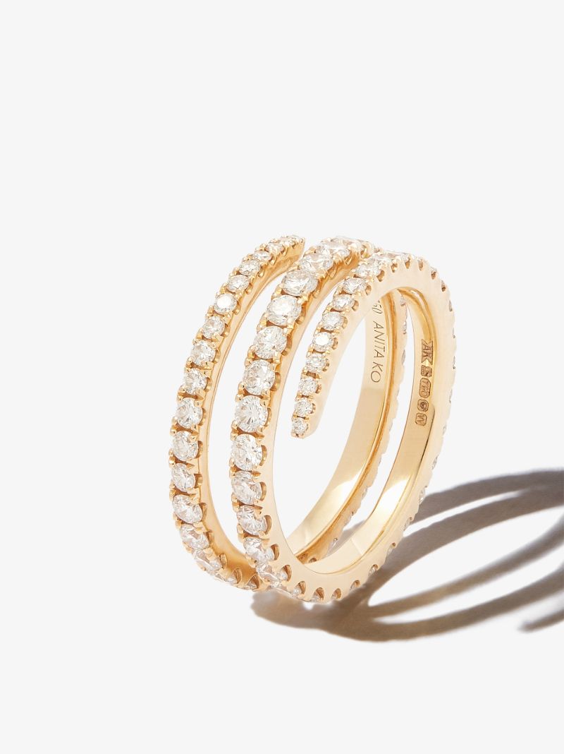 18k Yellow Gold Coiled Diamond Ring