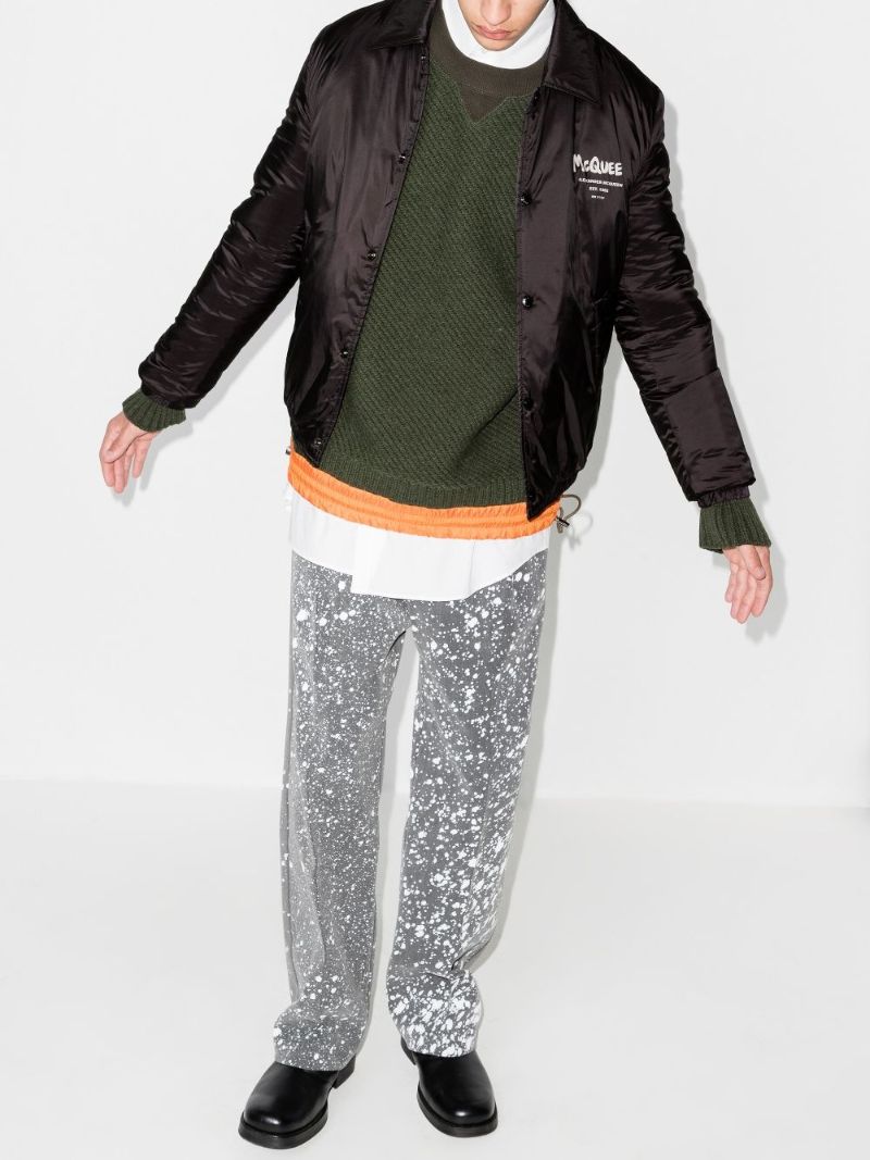 Graffiti Logo Print Bomber Jacket