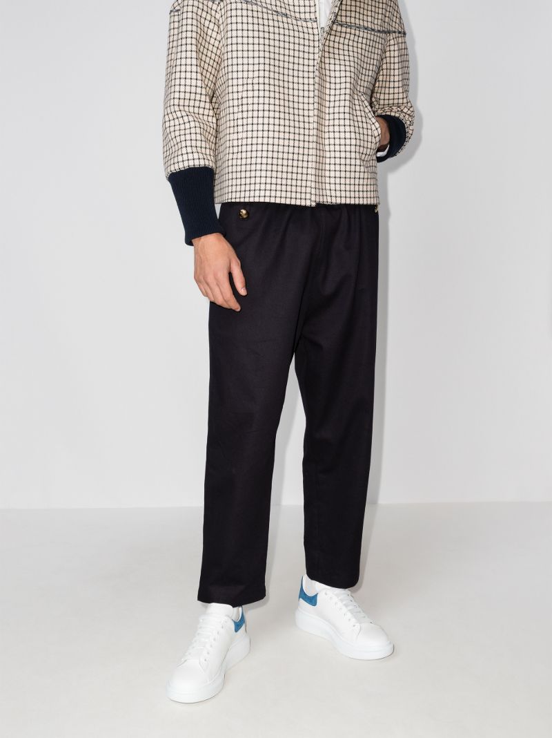 White and Blue Embossed Oversized Sneakers