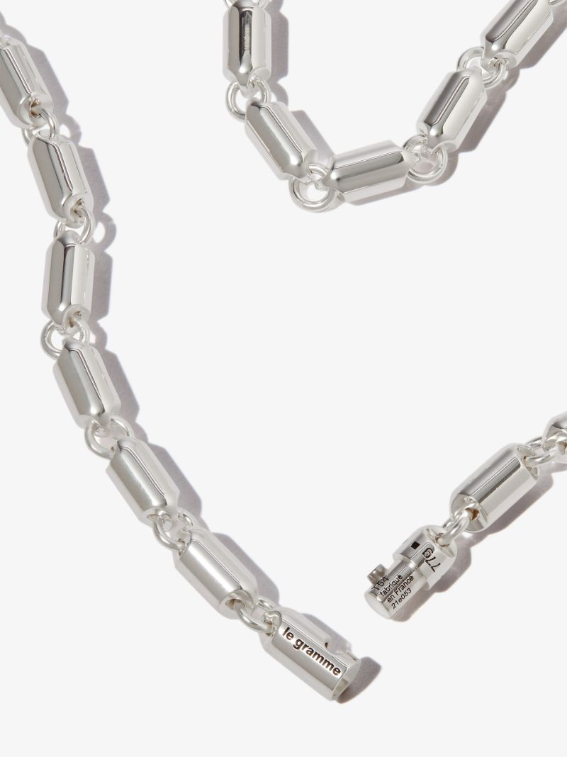 Sterling Silver Le 77g Polished Capsule Necklace