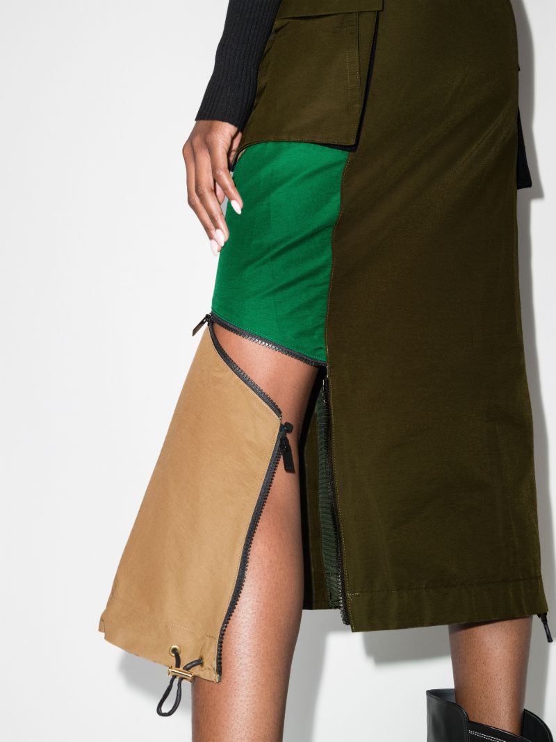 Belted Patchwork Skirt
