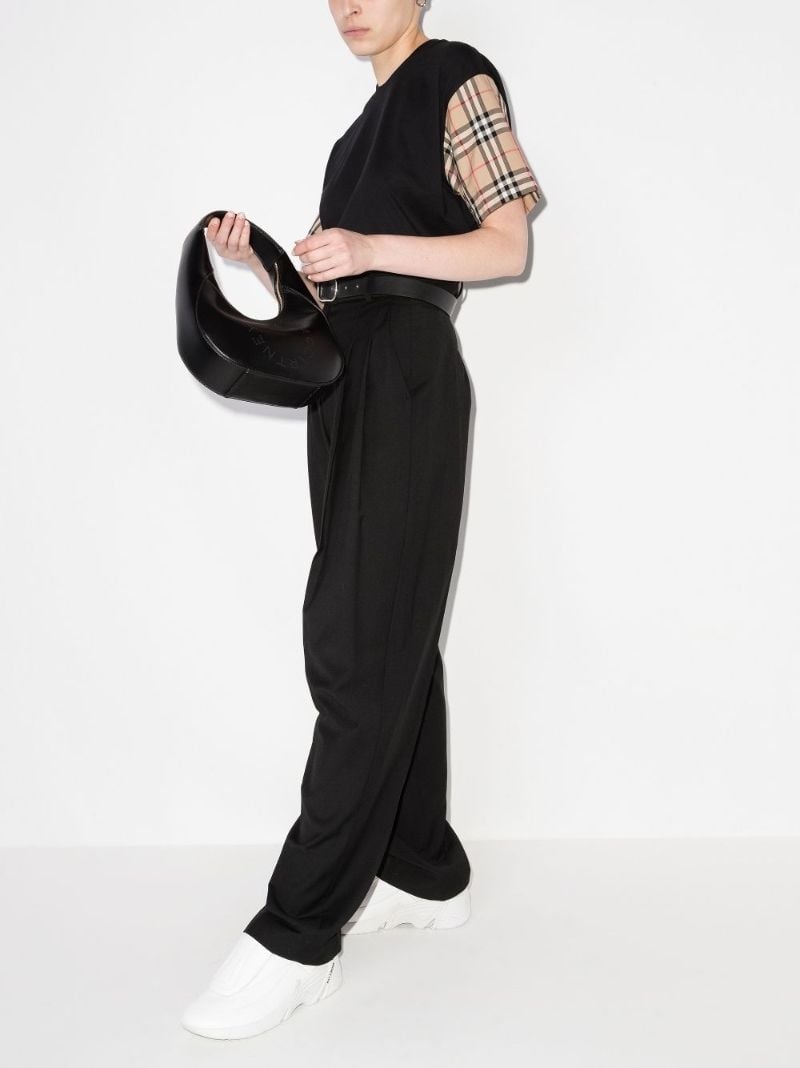 Black Vintage Check Sleeve T-shirt