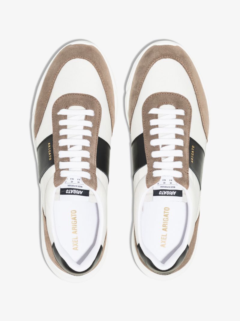 White and Brown Genesis Vintage Runner Leather Sneakers