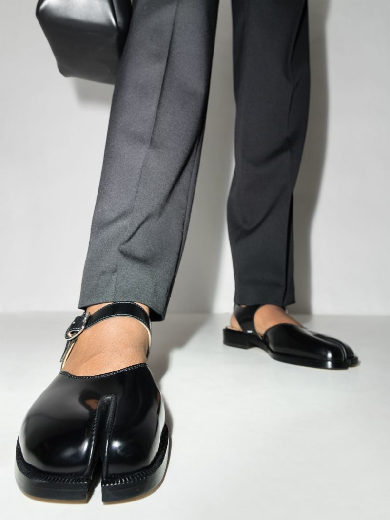 Black Tabi Slingback Leather Pumps