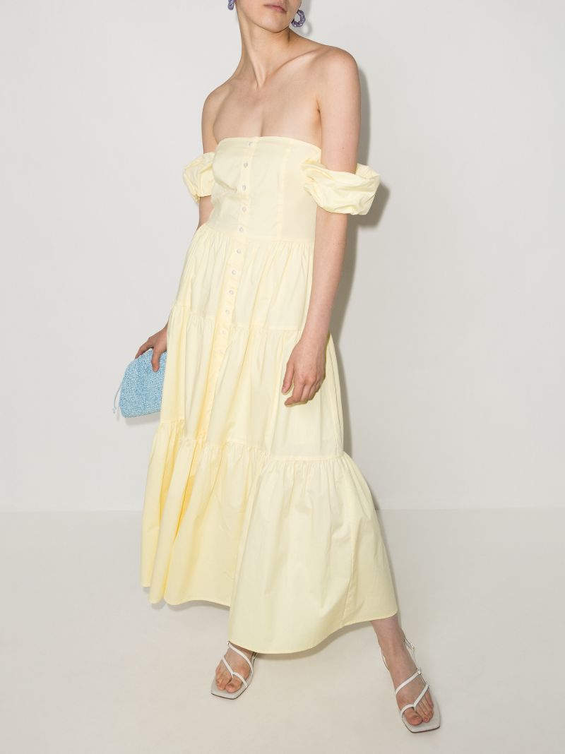 Elio Off-the-shoulder Tiered Midi Dress